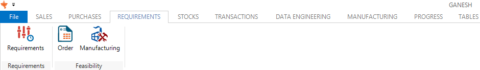 Ganesh-ERP Requirements Tab presentation