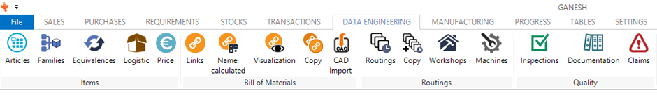 Ganesh ERP Engeneering data Tab presentation